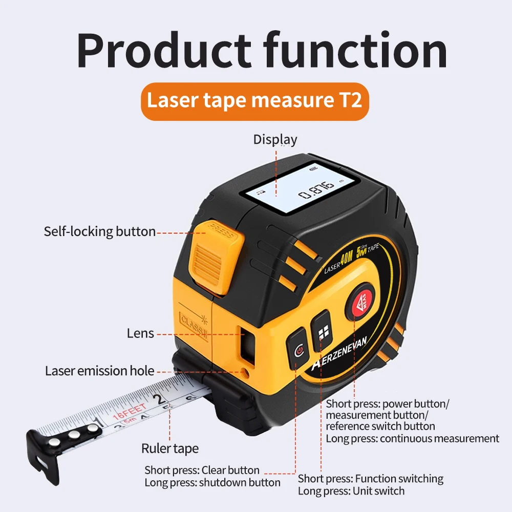 شريط قياس ليزري 80 متر، أداة ق - مراجعة Industrial Laser Rangefinder وسعره